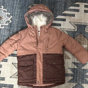 Cat & Jack Kids Two-Tone Tan and Brown Puffer Jacket